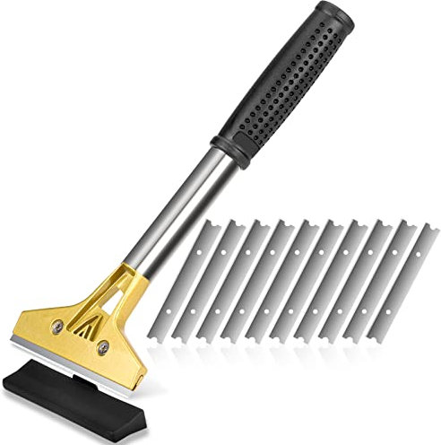 4 inch Razor Blade Scraper Tool with 10PCS Extra Metal Blades for Cleaning Paint, Stickers, Adhesive, Caulk, Cement, Decals, Labels, from Floor, Glass, Window by UnikPoint