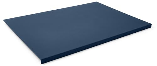 Eglooh - Adamantis - Gewinkelte Schreibtischunterlage echtem Leder Blau cm 90x60 - Modernes Design, Innenseele aus Stahl mit L-geformtem Vorderprofil und rutschfester Boden - Made in Italy