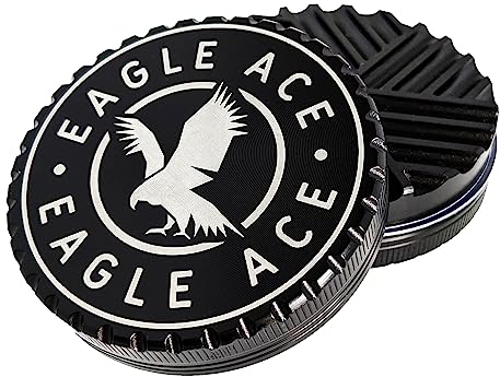 EAGLE ACE | Grinder | Flat-Design | Flächenmahlwerk | Hochwertige Kräutermühle für getrocknete Gewürze, Blüten und Blätter | 3-teilig, 60 x 20 mm | (Schwarz)