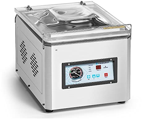 Forgast Máquina de sellado al vacío | Acero inoxidable | Máquina de vacío | Bomba de vacío | Envasadora de campana | Fácil de limpiar | Pantalla electrónica | Tira de sellado de 30 cm de longitud