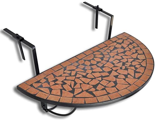 ZHOUMIN Balkonhängetisch, Balkontisch, Balkonmöbel Kleiner Balkon, Balkon Möbel, Gartentisch, Tisch Klein, Terracotta Mosaik