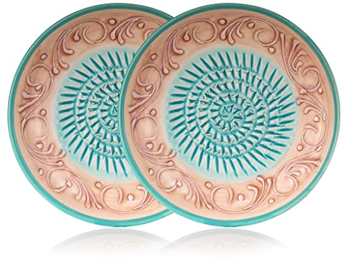 GLORIFY HOME Reibe Teller Keramikreibe Doppelpack Calafell für Knoblauch Ingwer Apfel Parmesan Schokolade Rohkost und mehr, mit Reibeteller in 2 Designs