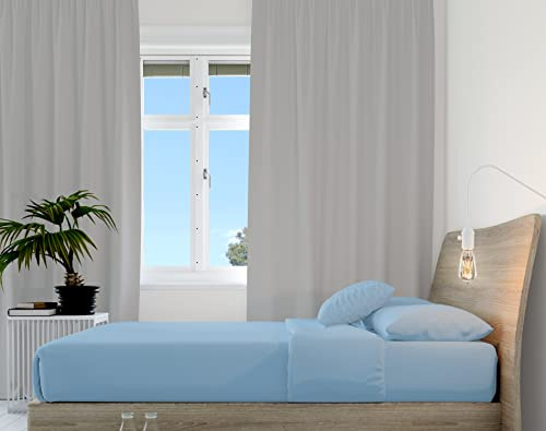 Hometex Microfibre Fitted Sheet - Single, Light Blue