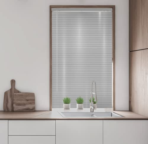 Made to Measure 25mm Metal Aluminium Venetian Blinds Home Office Easy Fit Strings Twist Wand Silver 120cm x 150cm