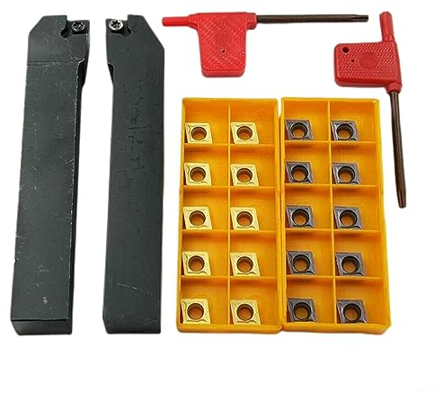 4-teiliges Wendeschneidplatten-Set mit 20 Einsätzen SCLCR2020K09 + SCLCL2020K09 Drehhalter + 20 x CCMT09T304/08 Hartmetalleinsätze