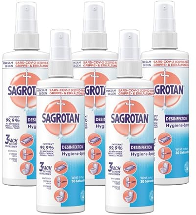 Sagrotan Hygiene Pumpspray – Desinfektionsmittel für Textilien und Oberflächen im Haushalt – 5 x 250 ml Sprühflasche im praktischen Vorteilspack