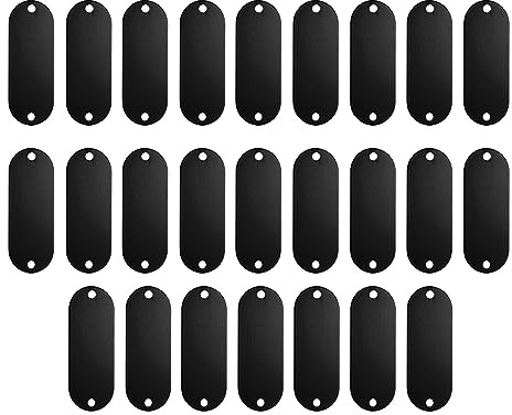 QUARKZMAN Metall Leer Etiketten Stanzteile Anhänger Basteln Gravur Etiketten Aluminum Schwarz Tier ID Etiketten für Handwerk Anhänger Dekoration Packung von 25