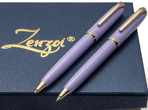 ZenZoi Elegantes Stift- und Bleistift-Set – Metall, einziehbarer Luxus-Kugelschreiber & Druckbleistift 0,7 mm Ausgefallenes hochwertiges Stift-Geschenkset für Damen, Herren Schönes Schreibstift-Set