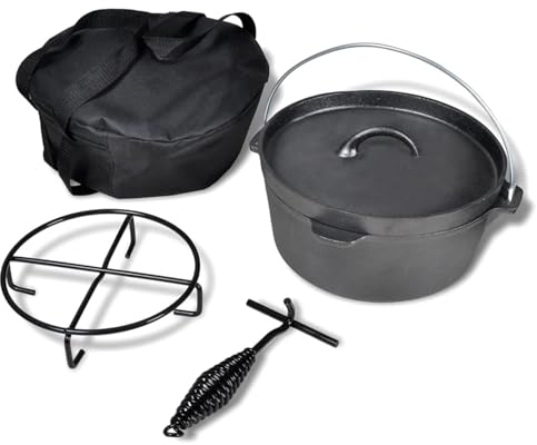 BaraSh Holländischer Ofen 4,2 l mit Zubehör Dutch Oven Petromax Gusseisen Topf Set