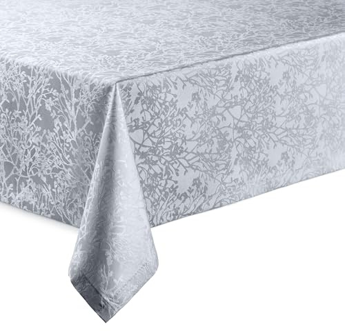 Hochwertige Tischdecke mit Saumrand Harmony Hellgrau Oval 160 x 220 cm pflegeleicht