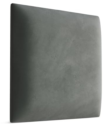 Muralo Wandkissen Gepolstert, Magic Velvet, Wandpolster - 50x50 cm, Grau | Wandpaneel, ideal als Bettkopfteil oder Lendenkissen - für Schlafzimmer und Wohnzimmer, einfache Anbringung mit Montagekleber