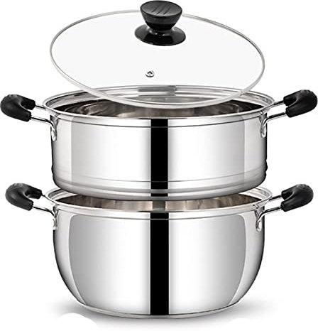 Steamer Cooker/Soup Pot/Small hot pot/400 Stainless Steel with Magnetic,3-Layer Composite Pot Bottom,Steamed Buns,Chicken Soup (Size : 20cm)