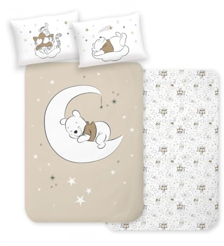 MTOnlinehandel Bettwäsche 100x135, Klein-Kinderbettwäsche Winnie Pooh Mädchen und Jungen Babybettwäsche, 100% Baumwolle, 1x Kissenbezug 40x60 + Bettbezug 100x135 (Winnie)