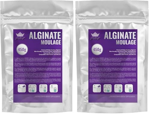 BWAY Moulding Alginate de Fraguado Lento - Alginato Cromático para Impresiones de Alta Precisión - 450 gr - Listo en 3 Minutos - Ideal para Realizar Moldes de Manos o del Cuerpo (1 Bolsa)