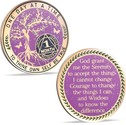 LParkin Moneda de sobriedad de 1 mes, moneda de sobriedad del árbol de la vida, regalos de sobriedad para mujeres, chip de sobriedad de 30 días, medallón anónimo de alcohólicos