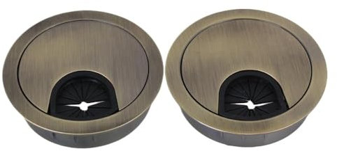 VONCYKI 2 Piece Zinc Alloy Round Table Hole Cover Wire Outlet Port Computer PC Desk Cable Grommet 50/53/60/80mm Line Holder(Bronze,53mm)