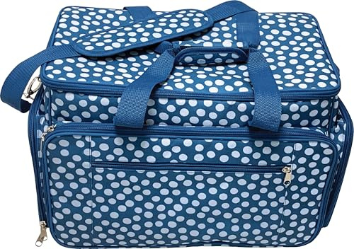 Artemio Sac de Rangement pour Machine à Coudre, Bleu à Pois, 43 x 24 x 30,5 cm, Multifonctionnel avec Compartiments