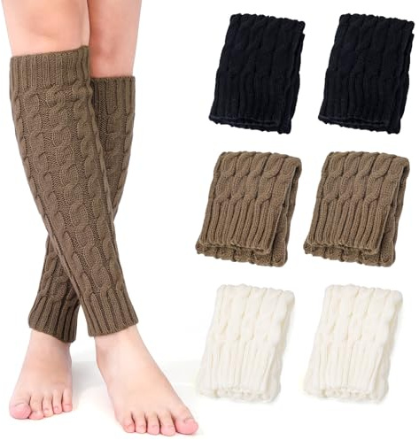 Utensilsto 3 Paar Stulpen Damen Gestrickte Beinstulpen für Frauen Mädchen, Winter Beinwärmer Warm Leg Warmers Bequem Langer Beinwärmer Crochet Stricken Stulpen für Ballett, Tanz, Sport