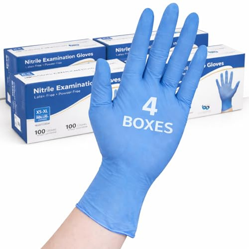 MEDITOP 400 x Blue Disposable Medium Nitrile Examination Gloves Multipurpose,Mechanical, Industrial, Hair & Beauty, Janitorial, Multipurpose-Powder Free(400 Gloves, M)
