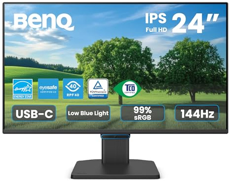 BenQ GW2490C 23.8 IPS Computer Montior 1080P FHD 144Hz Game-Ready, Home Office, USB-C, Visual Optimizer, Flicker-Free, Low Blue Light, Ultra Slim Bezel, TUV-Certified, Eye-CareU