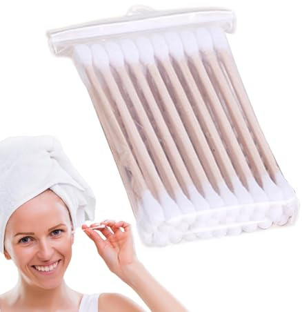 Make-up-Tupfer | Wattestäbchen mit Doppelspitze, 30 Stück runde Spitze | Wattestäbchen mit starken Holzstäbchen für Ohren, Reinigung, Make-up