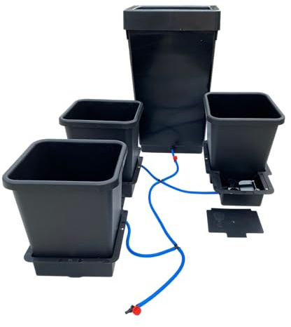 AutoPot 1Pot Bewässerungssystem 3Pot, 3 Töpfe à 15 Liter, Automatische Bewässerung ohne Strom, Schwarz