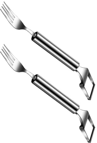 LUCKGONI Confezione da 2 tagliapasta a doppia testa, in acciaio inox, con estremità a forchetta per tagliare e servire
