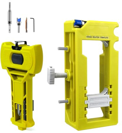 ACOLY Door Hinge Router Jig Latch Cutting Installation Kit Door Hinge Jig and Template Installation Kit with Adjustable Lengths，Green