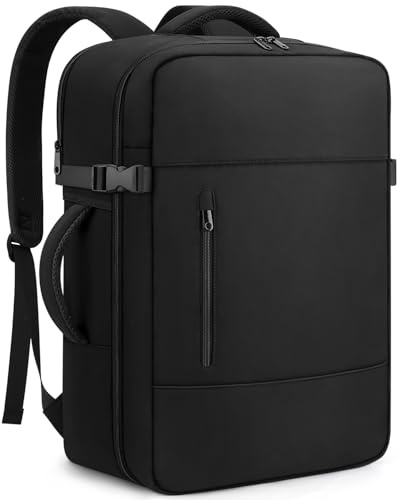 ZOMFELT Travel Backpack for Women Men, 45L Carry On Backpack Luggage 22x14x9 Airline Approved, TSA 15.6inch Laptop Backpack Personal Item Travel Bag, Water Resistant Mochila For Business Work, Black
