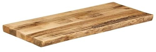 Eleganz Mesa maciza de madera de mango rugosa con borde de árbol 100 x 40 x 2,5 cm – Acabado natural para decoración rústica