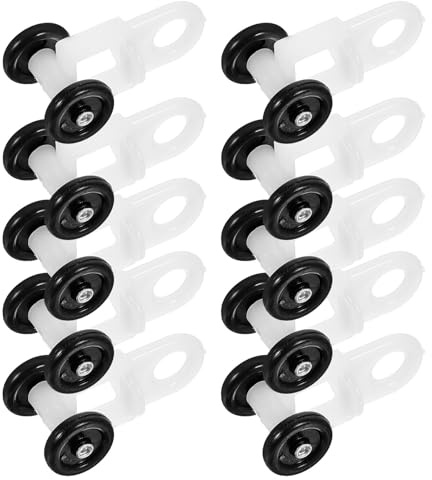 Toddmomy Lot de 20 Roulettes de Glissement pour Rails de Rideaux, Poulies Plastiques Noires Miniatures à 4 Roues, Silencieuses et Adaptées aux Rails Doubles Incurvés, Accessoires