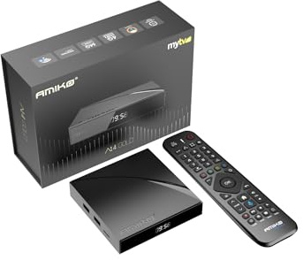 Amiko A14 Gold – 4K Android OTT Media Streamer | Android 14, 4 GB RAM, 64 GB minne, Wi-Fi 6, Bluetooth 5.2, Gigabit LAN för streaming och multimedia