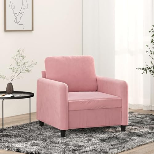 HFXHIJXQ Samt Sessel Rosa 78x77x80 cm Modernes Design Metallgestell Gepolstertes Rückenkissen Wohnzimmer Schlafsessel für Living Room Bedroom Corridor