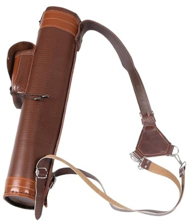 Zymjzbetic Pfeilköcher Bogenschießen Leder Schulter Rücken Rucksack, Braun | Große Tasche, Riemen Gürtel, Aufbewahrungstasche, Für Zielübung
