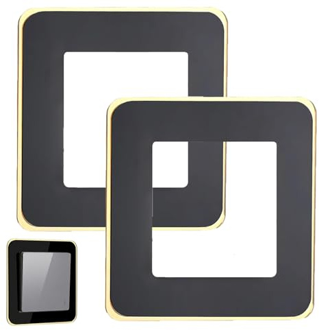 2 Pcs Light Switch Surround, PVC Switch Cover Plate, Self Adhesive Socket Surround 86x86 mm86 mm, Decorative Black Wall Switch Frame for Home Office Living Room Bedroom (Black)