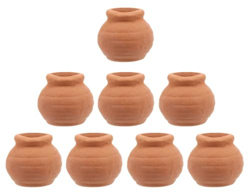 Zerodeko Maceta de Cerámica en Miniatura 8piezas Terracota Naranja Mini