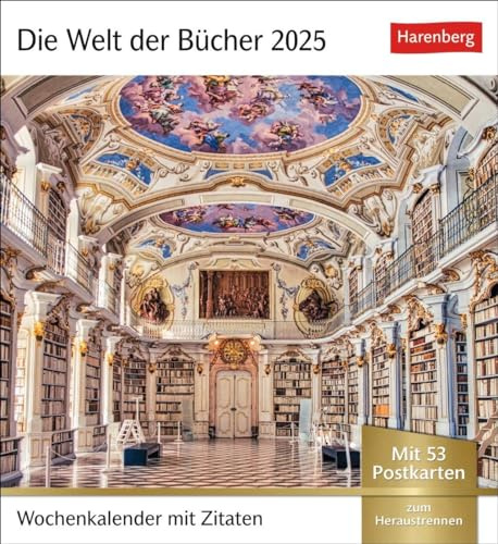 Die Welt der Bücher Postkartenkalender 2025 - Wochenkalender mit 53 Literaturpostkarten: Von den schönsten Bibliotheken bis zum gemütlichen Lesesessel ... 53 Postkarten in einem Kalender