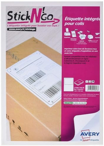 Avery Stick'ngo Set 100 fraktetiketter, 120 x 164 mm vit