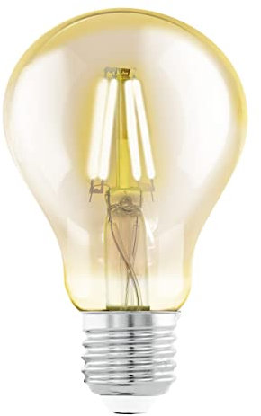 EGLO LED E27 Lampe, Amber Vintage Glühbirne, Lampe für Retro Beleuchtung, 4 Watt (entspricht 30 Watt), 320 Lumen, warmweiß, 2200 Kelvin, Leuchtmittel, Edison Glühlampe A75, Ø 7,5 cm