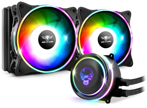 Spirit Of Gamer - LIQUID FORCE 240 ARGB - Wasserkühlungs-Kit für Intel und AMD Prozessoren - RGB-Hintergrundbeleuchtung adressierbar 3 Pin / 5 Volt - Lüfter 120mm X 2