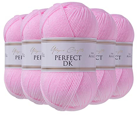 Utopia Crafts DK Double Knitting Yarn 5X 100g (Baby Pink)