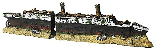 fazhongfa Aquarium Titanic Shipwreck Decorations Resin Wreck Ship Fish Tank Decor Betta Toy Theme Decoration Ornaments (Separately)