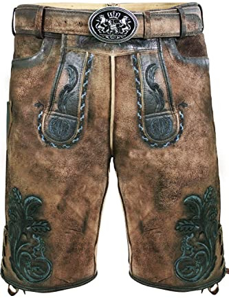 Edelnice Trachtenmode hochwertige Kurze Trachtenlederhose aus Ziegenleder Florian Gr. 50