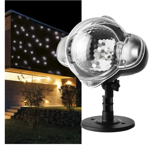 EMOS Proiettore a LED, bianco, neve volante, illuminazione da parete, proiezione di facciate, pareti e pareti, IP44, illuminazione natalizia per esterni e interni, cavo da 3 m, nero, DCPC03