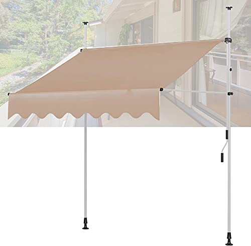 Tenda Da Sole Manuale A Scomparsa, Tenda Da Sole A Morsetto Con Manovella, Tenda Da Sole A Braccio Articolato, Senza Foratura, Altezza Regolabile Adatta A Qualsiasi Porta E Finestra ( Color : White a