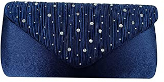 CORIOS Damen Abendtasche Glitter Strass Clutch Tasche Envelope Henkeltasche Glänzend Umhängetasche Glitzer Hochzeit Brautbörse Schultertasche für Hochzeit Abschlussball Bankett-Party Dunkelblau