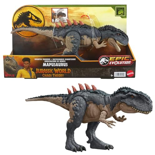 Mattel Jurassic World Gigantic Trackers Action Figure, Mapusaurus Dinosaur Toy with Mega Bite Rampage Attack, Evolution Back Spikes & Digital Play