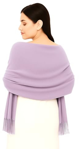 WESTEND CHOICE Ladies Scarves Pashmina Shawls and Wraps Large Scarf for Women Bridesmaid Stole Wedding Shawl Plain Warm Thick Winter Scarves 200 x 70 cm (Light purple)