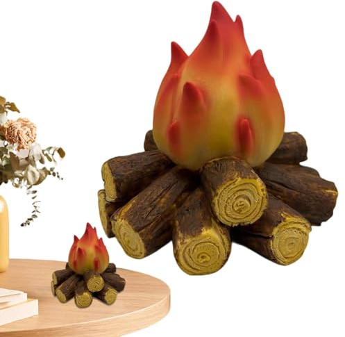 Registros de fuego sin llama - registros falsos de chimenea, leña LED artificial | Lámpara moderna de llama de carbón alimentada por batería, decoración de ambiente, accesorios de escenario