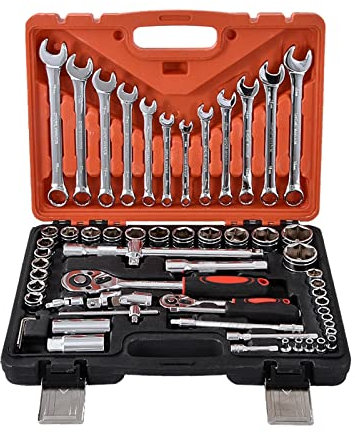 Juego de llaves de tubo 61 unids/set llave inglesa coche barco máquina reparación servicio herramientas Kit con trinquete resistente 61 unids/set,Amplia gama de aplicaciones